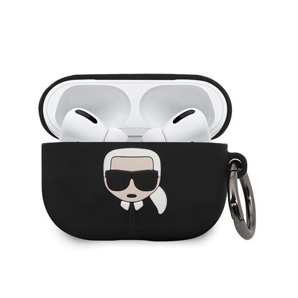 Ovitek KARL LAGRFELD (black Silicone Ikonik) za AirPods Pro