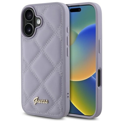 Originalen ovitek Guess Quilted Metal Logo for iPhone 16 - light purple