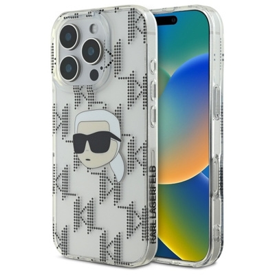 Originalen ovitek Karl Lagerfeld IML Karl Head Electroplated for iPhone 16 Pro Max - Clear