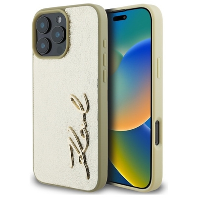 Originalen ovitek Karl Lagerfeld Metal Signature iPhone 16 Pro Max - Gold