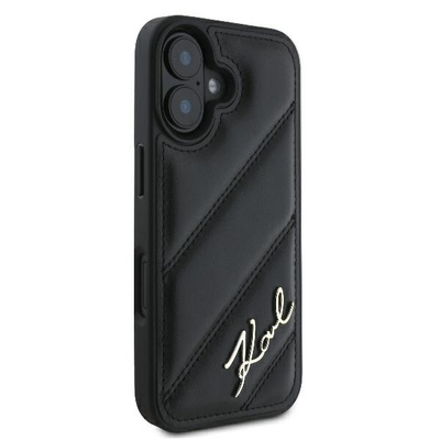 Originalen ovitek Karl Lagerfeld Quilted Signature iPhone 16 Plus - Black