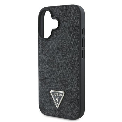 Originalen ovitek Guess Leather Triangle Strass MagSafe for iPhone 16 - Black