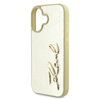 Originalen ovitek Karl Lagerfeld Metal Signature iPhone 16  - Gold