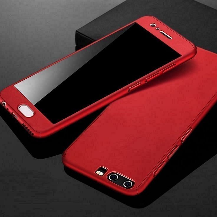 Huawei P40 Lite 360° telefontok + biztonsági védőüveg (red)