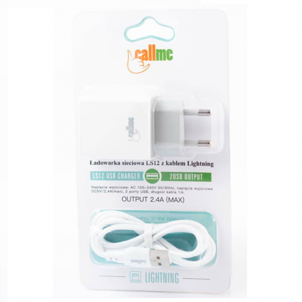 Zidni punjač za iPhone Callme adapter+kabel (lighting)