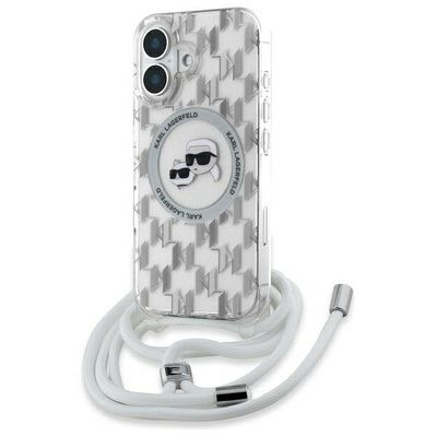 Originalna maska Karl Lagerfeld IML Crossbody Monogram Karl & Choupette Head MagSafe iPhone 16 - Clear